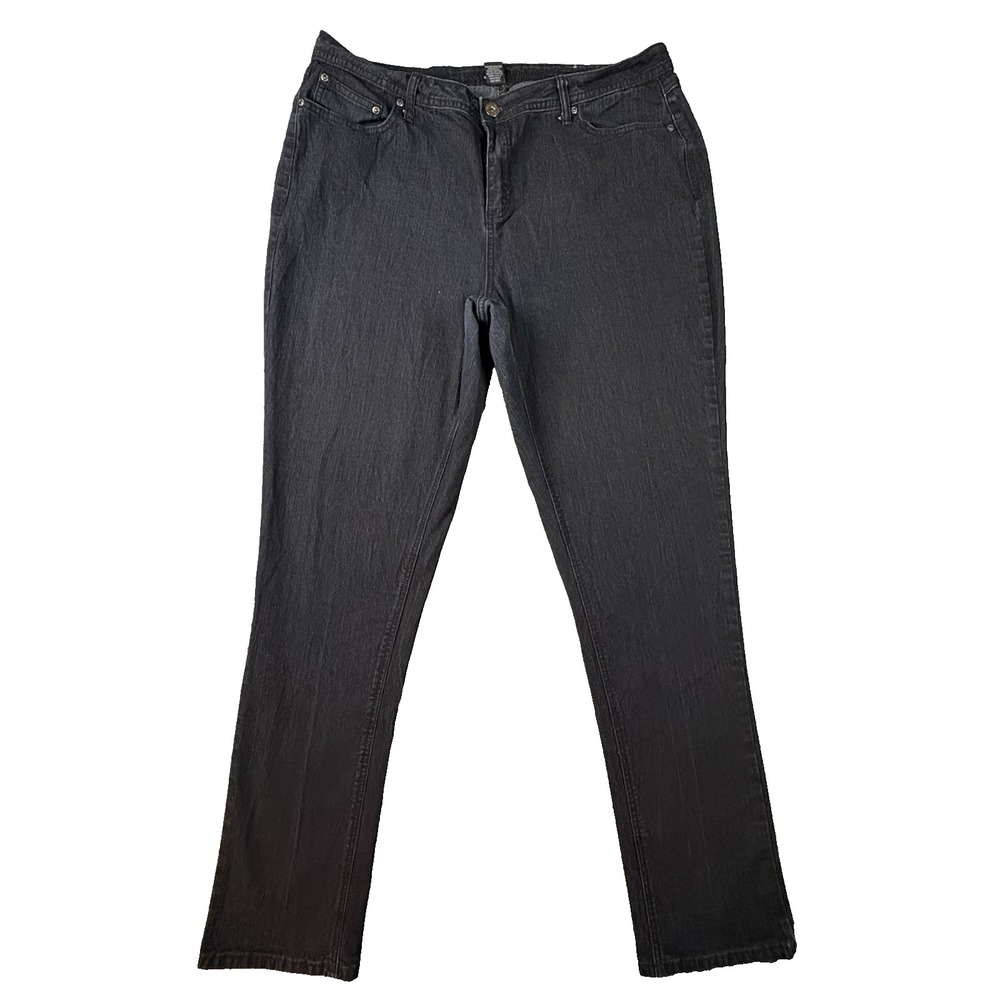 Ashley Stewart Women's 18 Tall (39.5x34) Black Tapered Stretch‎ Jeans Plus Size
